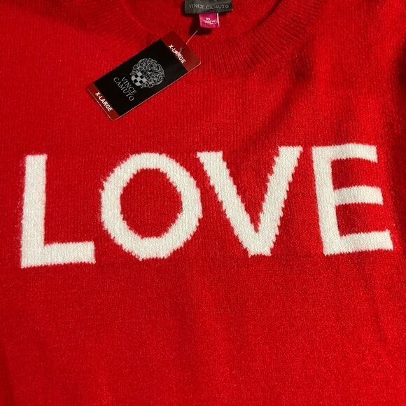 Vince Camuto Bright Cherry Red Love Sweater NWT - Picture 9 of 16